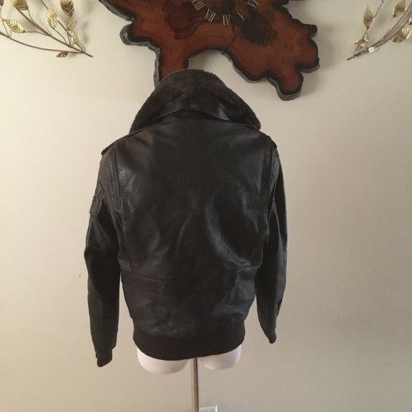 🌹HOST PICK-VINTAGE 1980sFLYING ACE STEER LEATHER G-2 BOMBER/DOUBLE LINED/SZ32 - Picture 5 of 15
